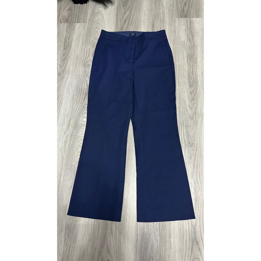 J.Crew Womens Wide Leg‎ Trouser Pant Cotton Viscose 6 TALL Navy Blue  New clean